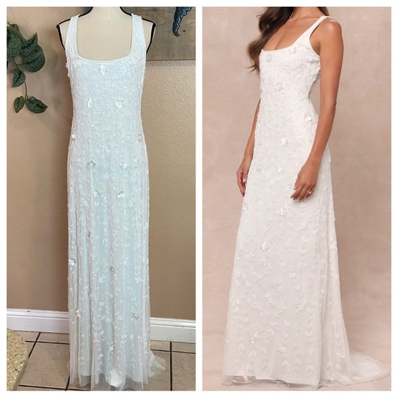 extraordinary glamour white 3d floral beaded backless maxi dress Pearl Beaded 3D Rose Embroidered Dress Set – Luxury Jacket Maxi